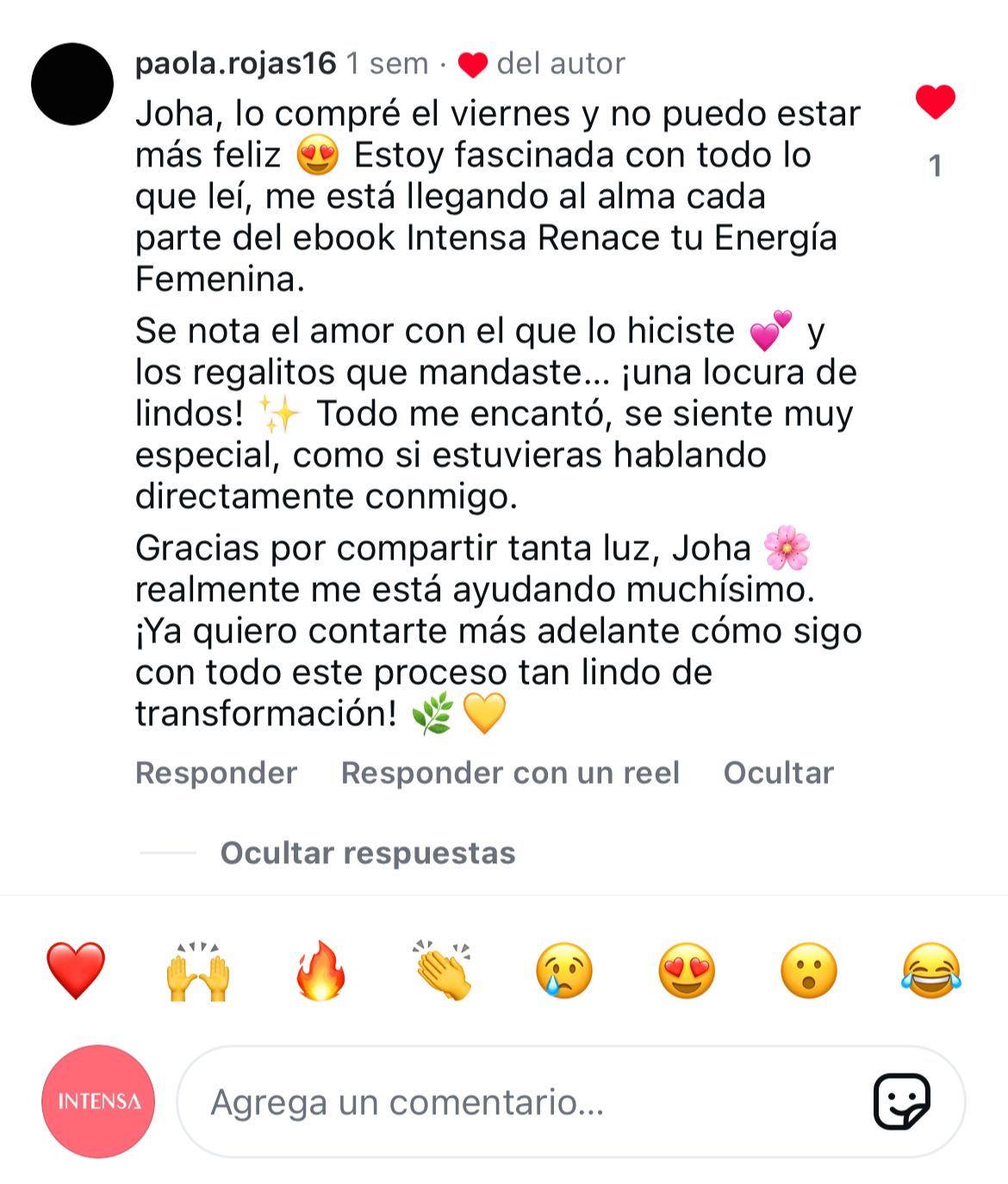 Testimonio WhatsApp Intensa Renace