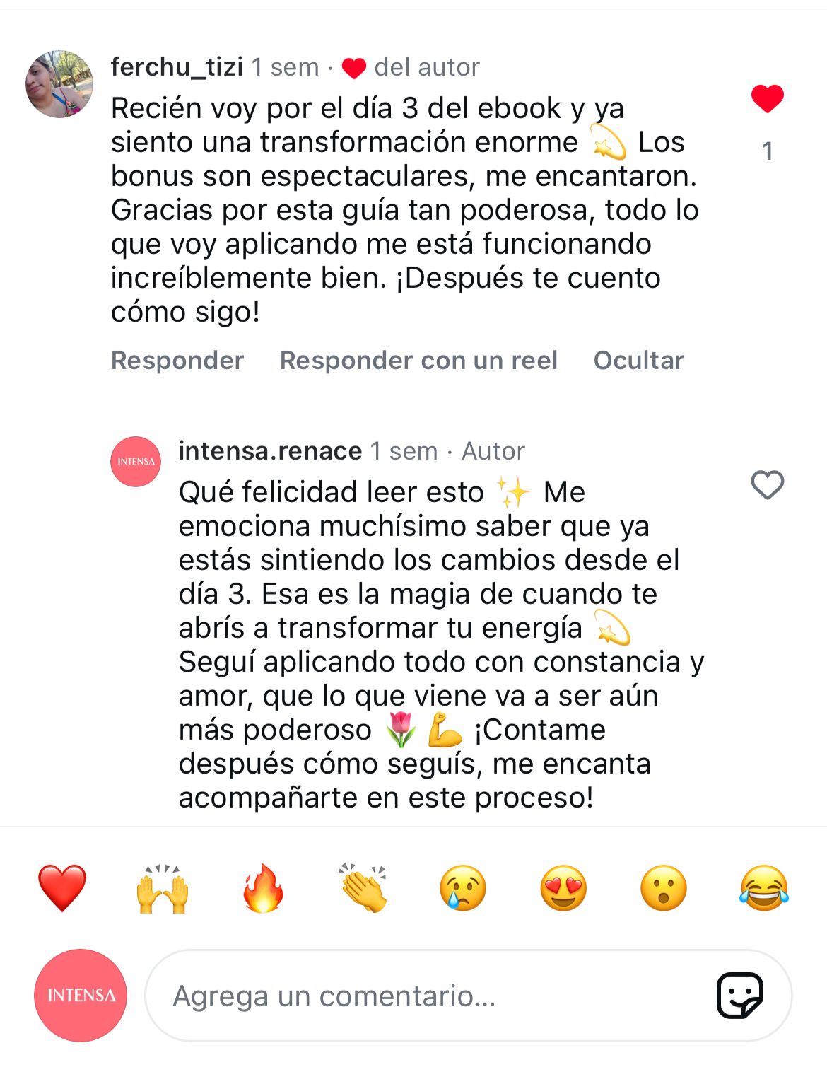 Testimonio WhatsApp Intensa Renace